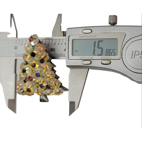 Vintage AB Glass Bead, Multi Color Rhinestone Christmas Tree Pin Brooch K431 - Picture 6 of 7